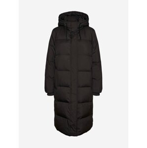 Černý prošívaný zimní kabát s kapucí VERO MODA Erica Holly