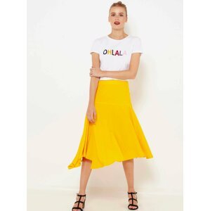 Žlutá asymetrická midi sukně CAMAIEU
