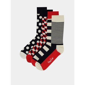 Sada čtyř párů ponožek v krémové, modré a červené barvě Happy Socks Big Dot Gift Box