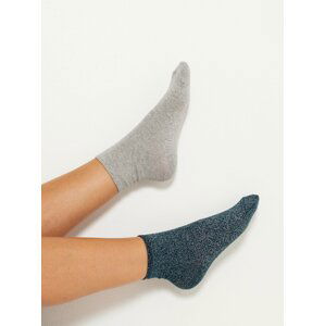 Sada dvou ponožek v světle šedé a petrolejové barvě CAMAIEU