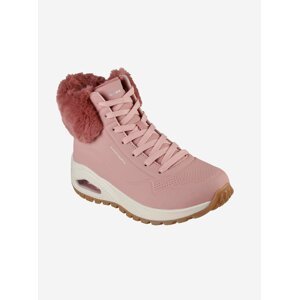 Růžové dámské zimní kotníkové boty Skechers