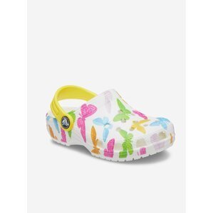 Žluto-bílé holčičí vzorované boty Crocs