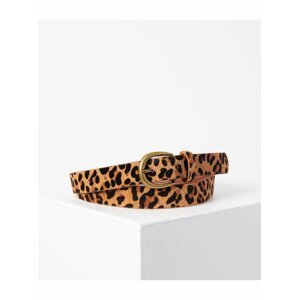 Hnědý kožený pásek s leopardím vzorem CAMAIEU