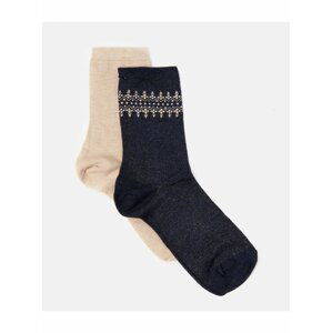 Černo-béžové ponožky s příměsí kašmíru CAMAIEU