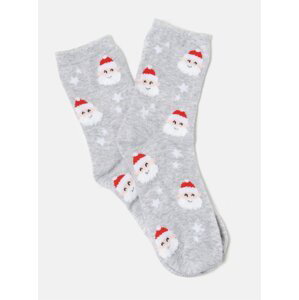 Světle šedé ponožky s vánočním motivem CAMAIEU