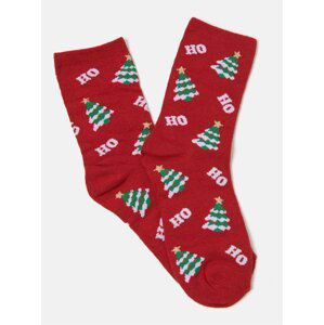 Červené ponožky s vánočním motivem CAMAIEU