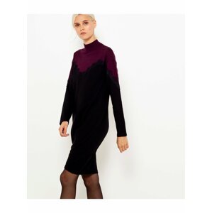 Fialovo-černé svetrové šaty CAMAIEU