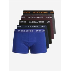 Sada pěti boxerek v černé, modré, šedé a vínové barvě Jack & Jones Black