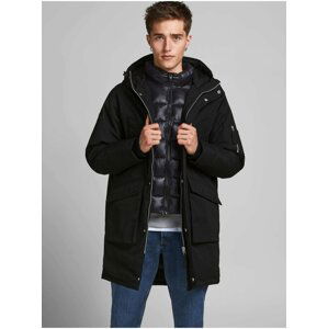 Černá pánská parka s kapucí Jack & Jones Terrazzo