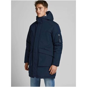 Tmavě modrá pánská parka s kapucí Jack & Jones Terrazzo