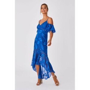 Modré texturované maxi šaty LITTLE MISTRESS