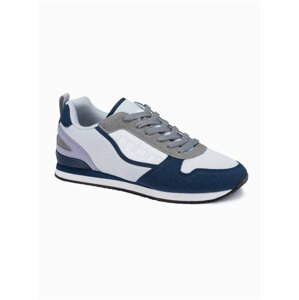 Pánské sneakers boty T369 - světle šedá/námořnická modrá