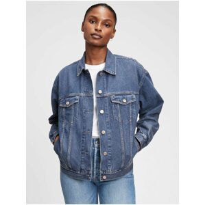 Modrá dámská džínová bunda oversized denim jacket with Washwell