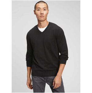 Černý pánský svetr v-neck sweater