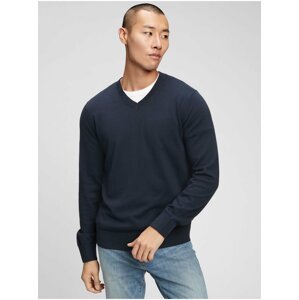 Modrý pánský svetr v-neck sweater