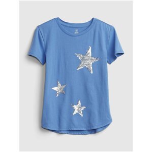 Modré holčičí tričko short sleeve interactive graphic t-shirt