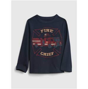 Modré klučičí tričko fire truck graphic t-shirt