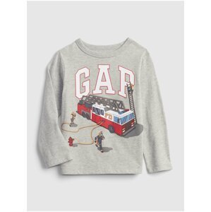 Šedé klučičí tričko GAP Logo fire truck t-shirt