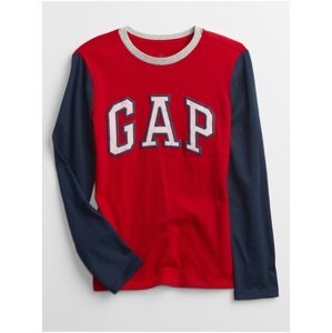 Červené klučičí tričko GAP Logo long sleeve t-shirt