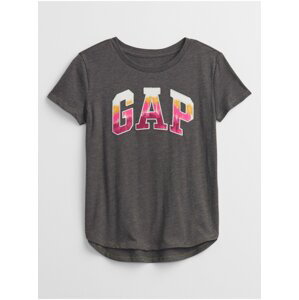Šedé holčičí tričko GAP Logo flip graphic