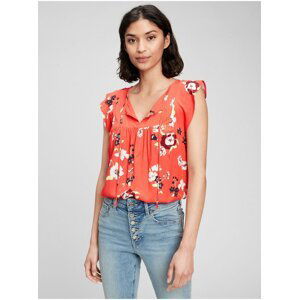 Oranžový dámský top v-neck cap sleeve top