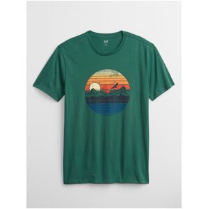 Zelené pánské tričko sunset graphic t-shirt