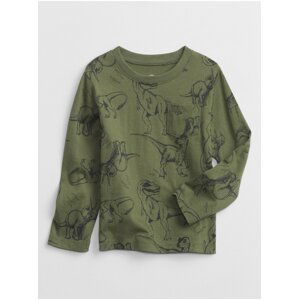 Zelené klučičí tričko long sleeve dinosaurian print t-shirt