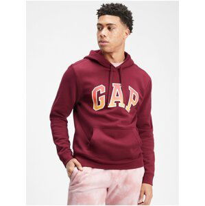 Červená pánská mikina GAP Logo arch hoodie