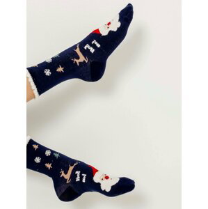 Tmavě modré ponožky s vánočním motivem CAMAIEU