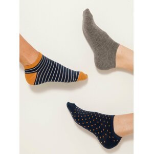 Sada tři párů vzorovaných ponožek v černé, tmavě modré a šedé barvě CAMAIEU
