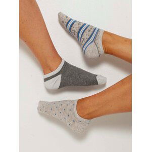 Sada tří párů šedých vzorovaných ponožek CAMAIEU