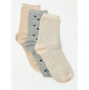Sada tří vzorovaných ponožek v béžové a šedé barvě CAMAIEU