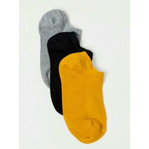 Sada tří párů ponožek v šedé, černé a hořčicové barvě CAMAIEU