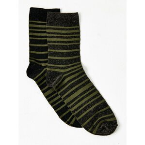 Zeleno-černé pruhované ponožky CAMAIEU