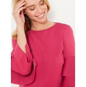 Růžový lehký svetr s volány CAMAIEU