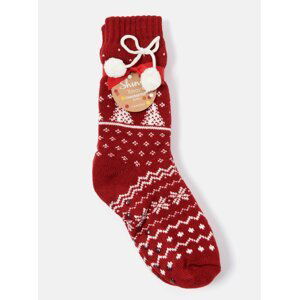 Červené ponožky s vánočním motivem CAMAIEU