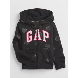 Černá holčičí mikina se srdíčky GAP Logo