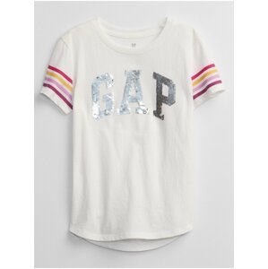 Bílé holčičí tričko s flitry GAP Logo