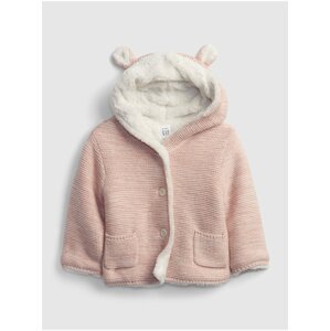 Růžový holčičí kabátek s kožíškem