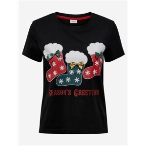 Černé vánoční tričko Jacqueline de Yong Callie
