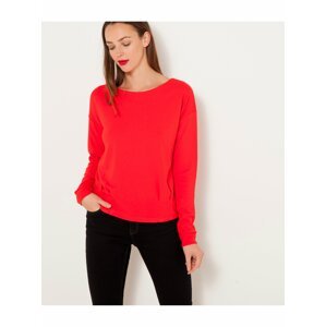 Červené dámské tričko na zip s dlouhým rukávem CAMAIEU