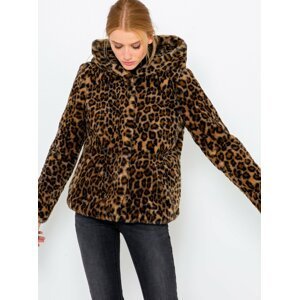 Černo-hnědá bunda s leopardím vzorem CAMAIEU