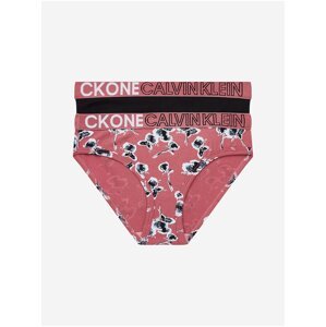 Sada dvou holčičích kalhotek v černé a růžové barvě Calvin Klein Underwear