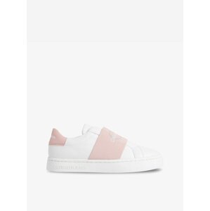 Růžovo-bílé dámské kožené tenisky Calvin Klein