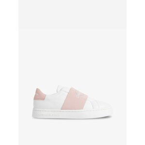 Růžovo-bílé dámské kožené tenisky Calvin Klein