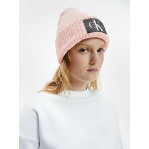 Světle růžová dámská vlněná čepice Calvin Klein