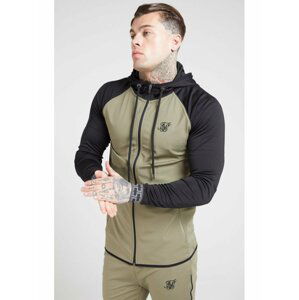 Černo-khaki pánská mikina s kapucí Hoodie Through Zip Scope SikSilk