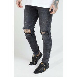 Černé pánské skinny fit džíny Riot Knee Bust Silk Sik