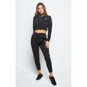 Černá dámská crop top mikina HOODIE CROP ZIP QUARTER DISTINCTION