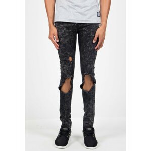 Černé pánské  skinny džíny Grey Washed Destroyed Jean June Sixth Jeans